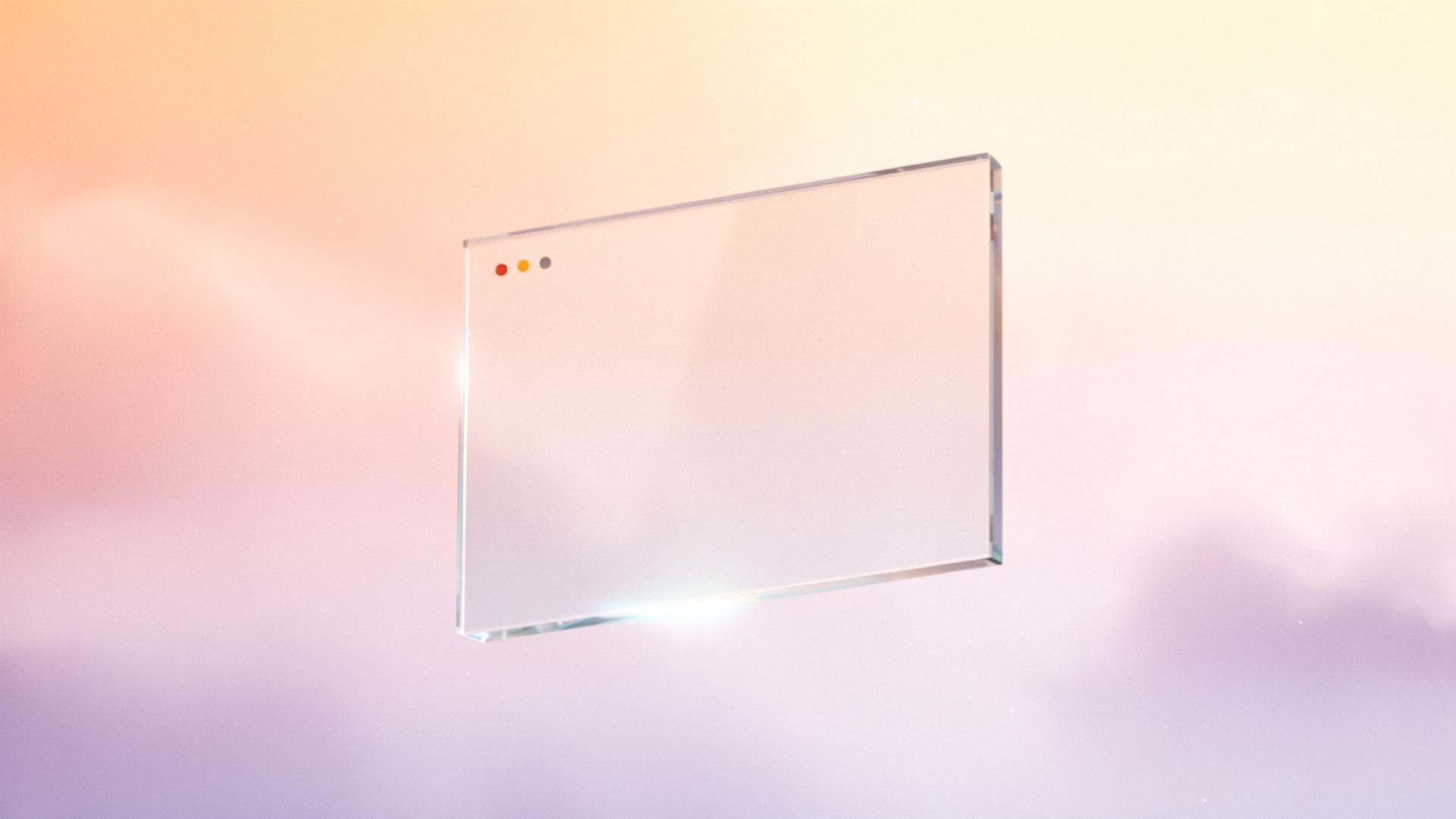 Floating glass terminal in pastel mist